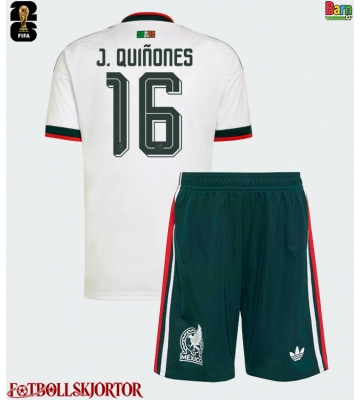 Mexiko Julian Quinones #16 Borta Kläder Barn VM 2026 Kortärmad (+ Korta byxor)